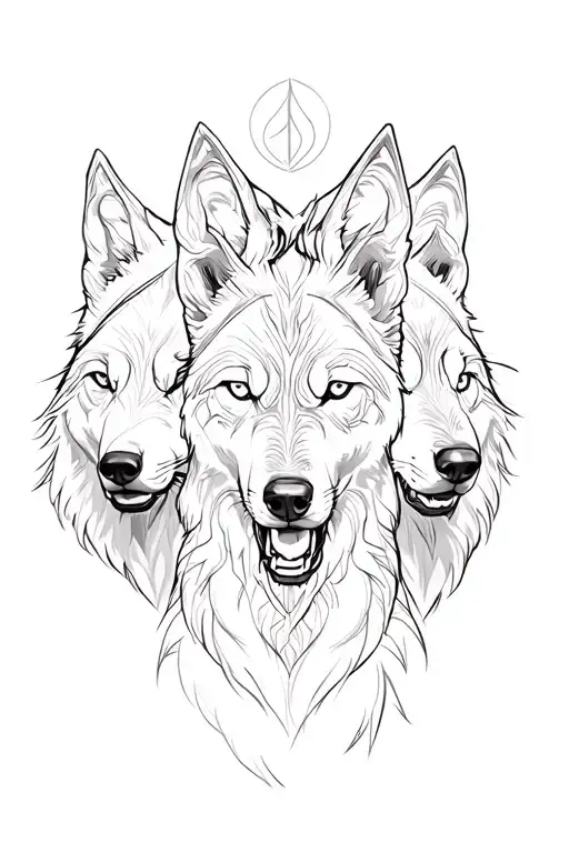 warrior with three wolves tattoo design idea