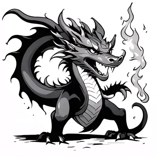 Mushu Mulan spits mini flame creeky mocking tattoo design idea