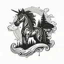 design a negative space bojack horseman tattoo where the darkness is the liquid from the view from halfway down tattoo design idea