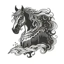 design a negative space bojack horseman tattoo where the darkness is the liquid from the view from halfway down tattoo design idea
