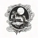 design a negative space bojack horseman tattoo where the darkness is the liquid from the view from halfway down tattoo design idea