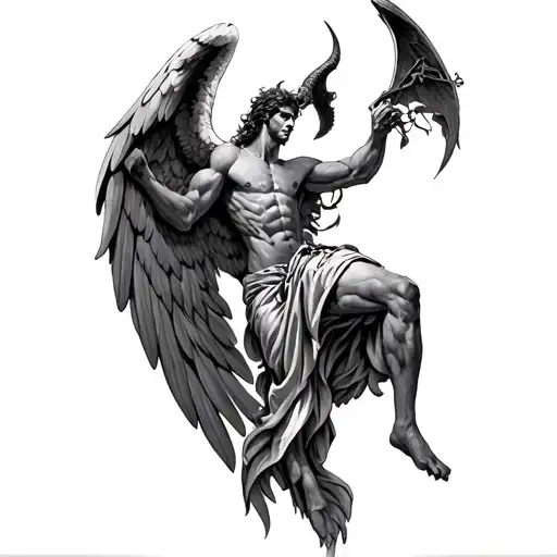 arch angel michael killing lucifer tattoo design idea