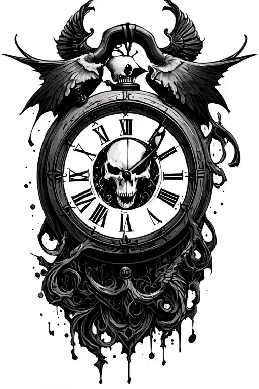 reaper and time clock tattoo design idea