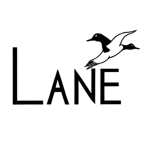 Lane spelled out to look like a duck flying tattoo design idea