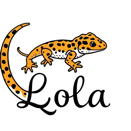 "Lola" "Lola" Memorial raptor leopard gecko llying tattoo design idea