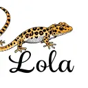 "Lola" "Lola" Memorial raptor leopard gecko llying tattoo design idea
