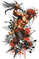Zeus throw lighting bolt striking tattoo design idea