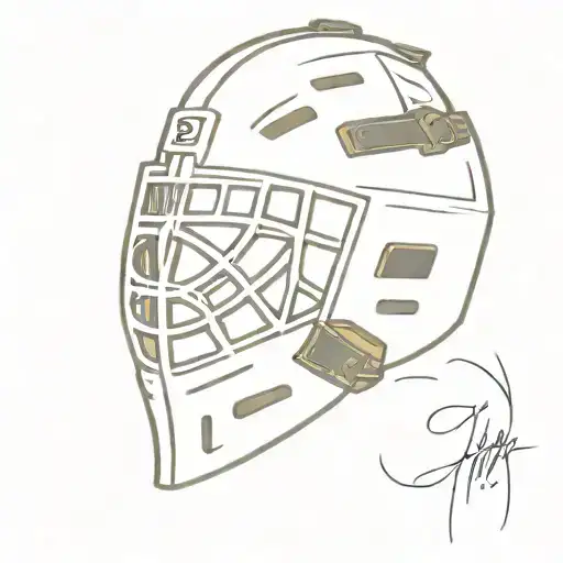 Old hockey goalie mask tattoo design idea