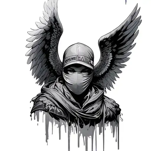 Angel With Ski Mask tattoo design idea
