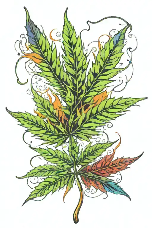healing marijuana leaf tattoo design idea