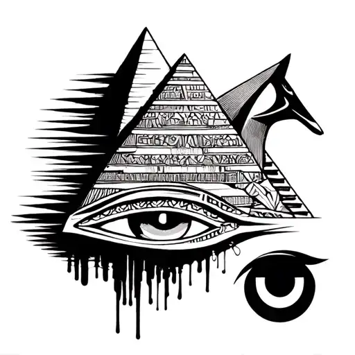 Egyptian pyramids, Anubis and the eye of Horus and the anhk tattoo design idea