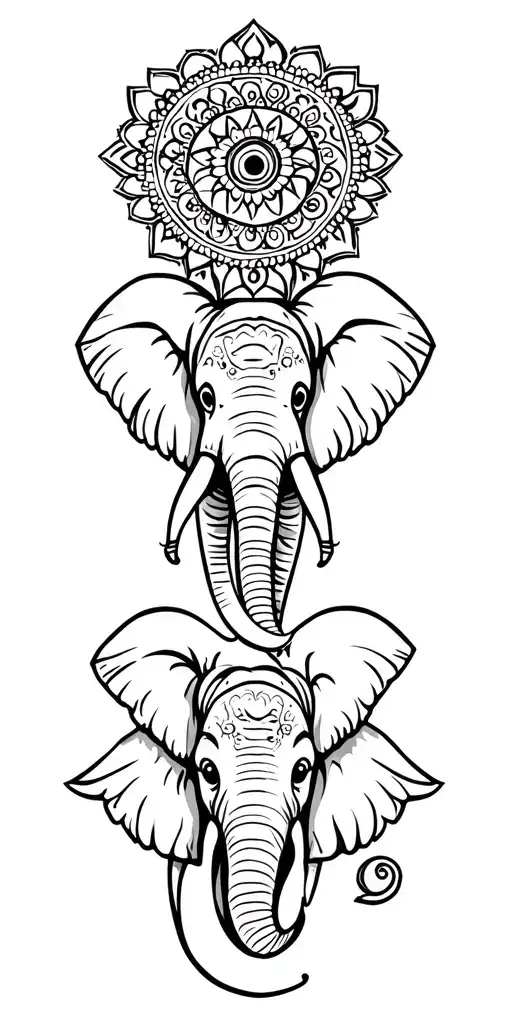 mandala elephant mom baby elephant tattoo design idea