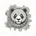 panda and circle shape tattoo design idea