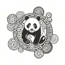 panda and circle shape tattoo design idea