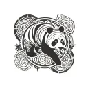 panda and circle shape tattoo design idea