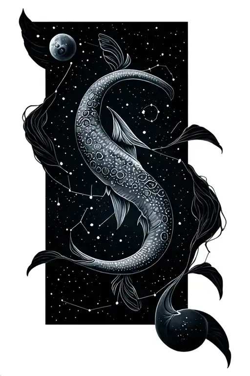 Aquarius And Pisces constellation tattoo design idea