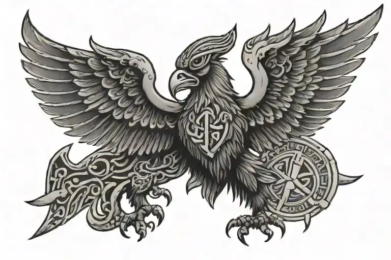 blood eagle Viking runes tattoo design idea