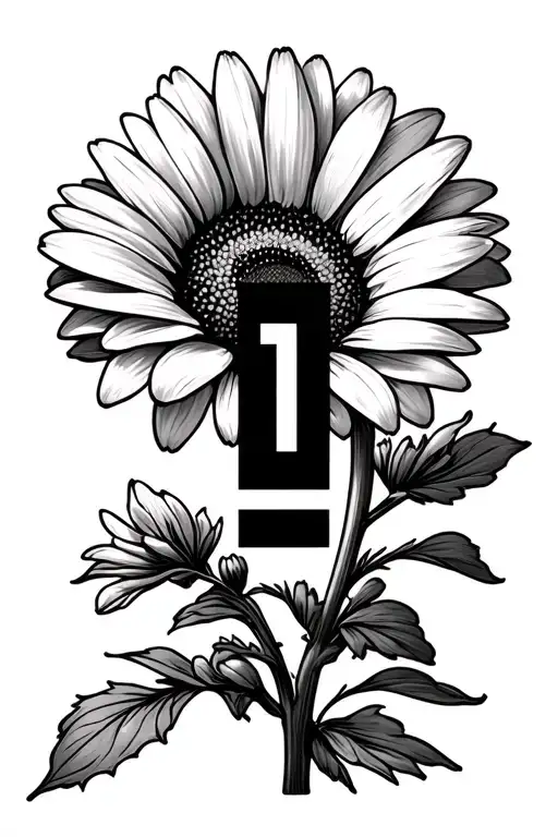 twenty one pilots trench logo. vertical line gerber daisy with bar logo in the middle of the stem tattoo design idea