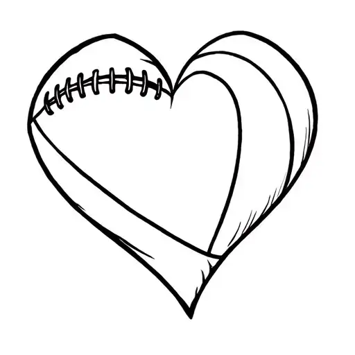 Heart with American Football fine line tattoo tattoo design idea