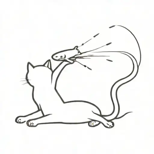 cat being abducted by ufo beaming tattoo design idea