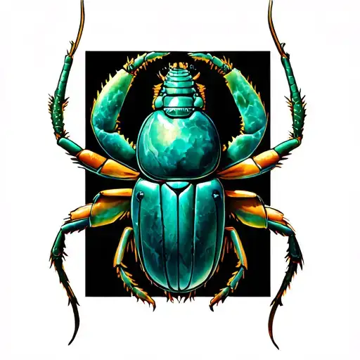 scarab protecting a moon of jade tattoo design idea