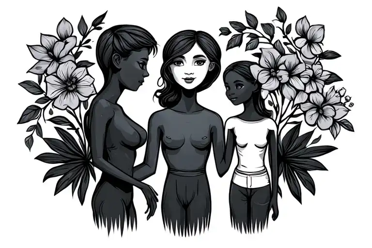 stickman family of mother brother wife child  tattoo design idea