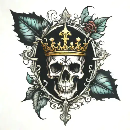 Cross and thorn crown tattoo design idea