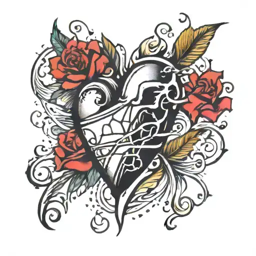 heart shattered  tattoo design idea