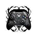 play/xbox controller and representations of famous games such as God of War, Cyberpunk 2077, clair obscur, the last of us etc. tattoo design idea