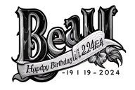 name Beau with birthday 1 - 9 - 2024 in Roman numerals tattoo design idea