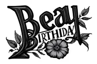 name Beau with birthday 1 - 9 - 2024 in Roman numerals tattoo design idea