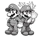 mario back to back with luigi with holding fireball  tattoo design idea