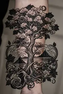 Poison tree  forearm half-sleeve tattoo design idea