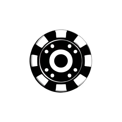 poker chip, bowling pins behind it tattoo design idea