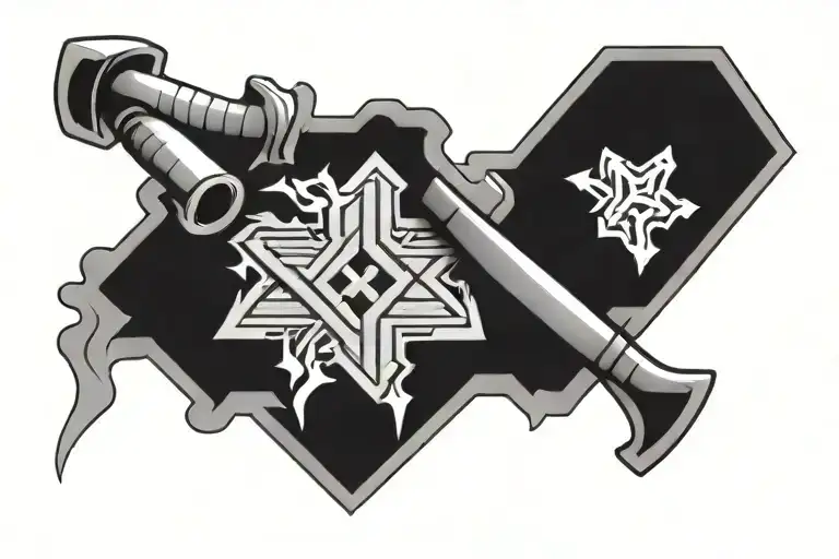 framing hammer crossed tattoo design idea