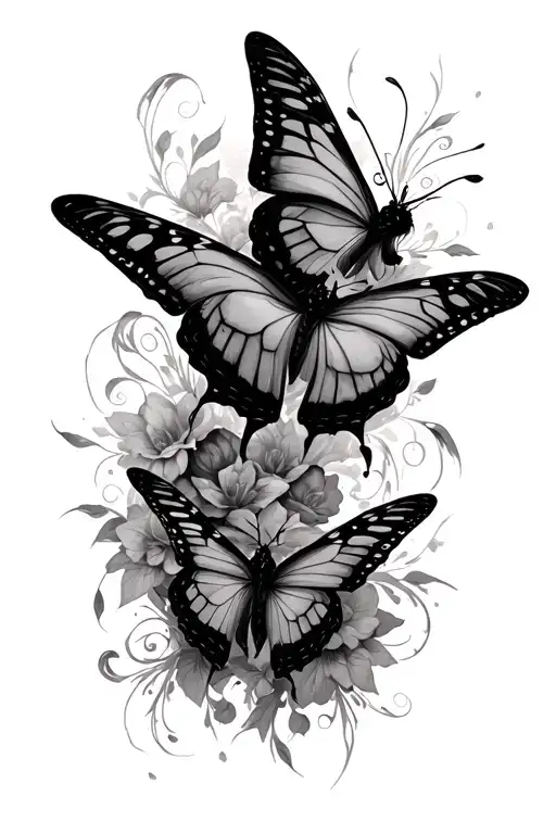 gothic butterfly's flying away tattoo design idea