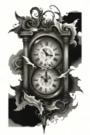 distorted broken clock tattoo design idea