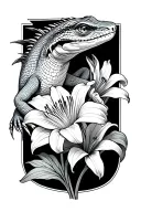 Lizard and daylily tattoo design idea