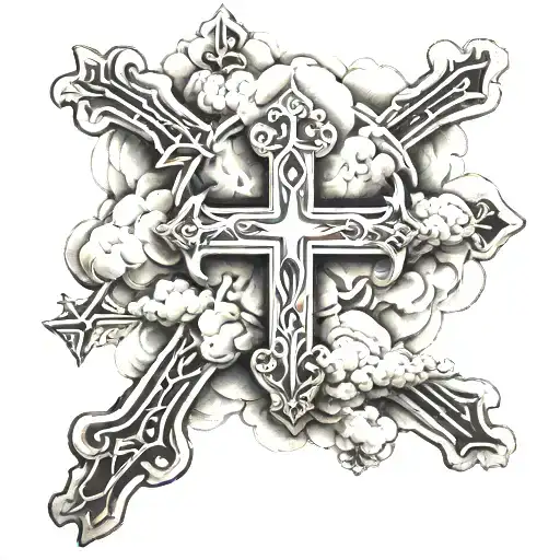 clouds and a cross tattoo design idea