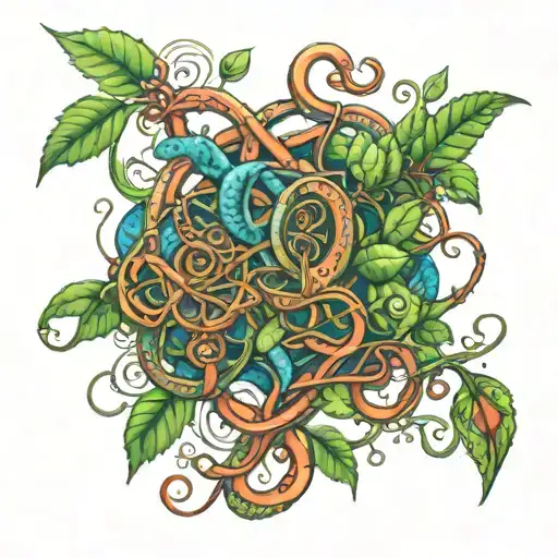 ayahuasca vine intertwined tattoo design idea
