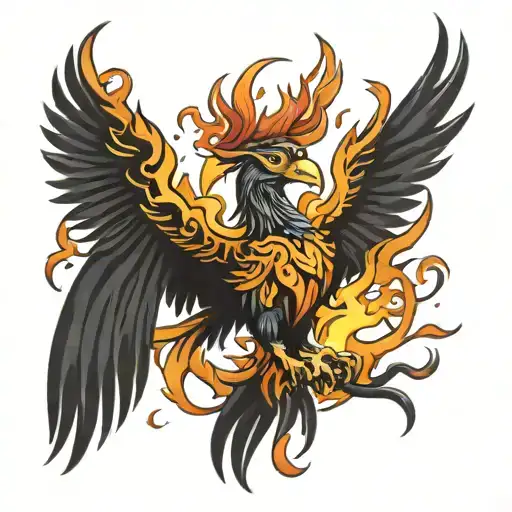 Phoenix rising from flames tattoo design idea