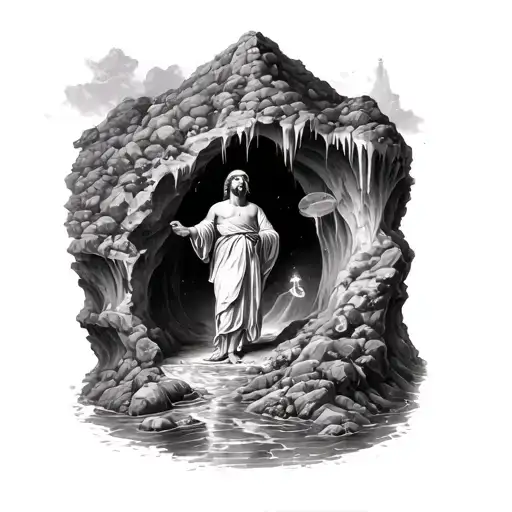 plato's allagory of the cave surrounded tattoo design idea