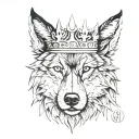 Wolf with a crown tattoo design idea