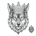 Wolf with a crown tattoo design idea