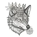 Wolf with a crown tattoo design idea