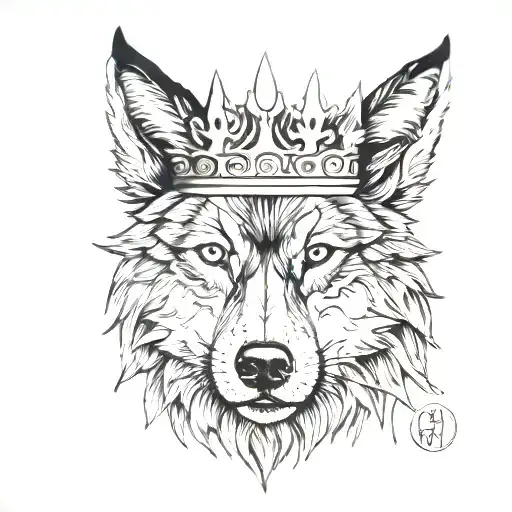 Wolf with a crown tattoo design idea