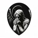 crying angel praying tattoo design idea