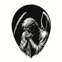 crying angel praying tattoo design idea