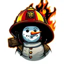  snowman with fire helmet firefighter  tattoo design idea