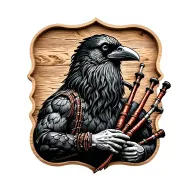 designs on wood carving crow muscular with mans face bagpiper playing the bagpipes baldblack beard tattoo design idea